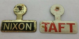 Vintage Nixon and Taft Fold Over Lapel Pins-Political Campaign, Good Used - $10.79