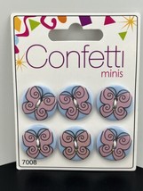 Confetti Minis Buttons Pink Butterfly W2 Hole Round Multicolor Veedan Fa... - $4.75