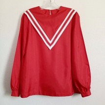 Vintage Lady Manhattan Striped Triangle Sailor Bib Front Blouse Long Sle... - $925.91 MXN