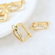 (2506)4PCS 11x12MM 24K Gold Color Brass with Zircon Earring Clasp Stud Earring H - £8.96 GBP