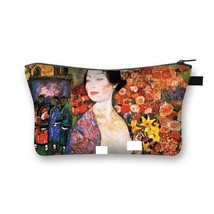 Gustav Klimt By Famous Oil Painting Cosmetic Bag Adele 2/ lady with fan Printing - £45.84 GBP