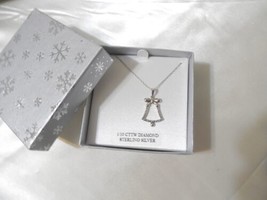 Department Store 18&quot; SS Christmas Bell Diamond Pendant Necklace HL602 $100 - £23.67 GBP