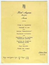 Hotel Arycasa Menu Barcelona Catalonia Spain 1954 - $17.80