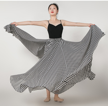 Black Striped Chiffon Skirt Summer Chiffon Long Skirt Plus Size Beach Skirt image 4