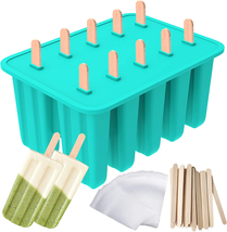 Popsicles Molds, 10-Cavity Popsicle Maker Molds Silicone Popsicle Molds, Homemad - £17.75 GBP