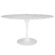 60&quot; White Oval Tulip Dining Table Artificial Marble (Made of Genuine Stone) Top - £799.34 GBP