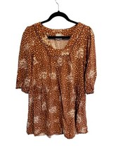 KNOX ROSE Womens Dress Floral Peasant Boho Hippie Rust Brown Size Large - £12.75 GBP