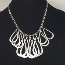 Signed NY Silver Tone Dangle Charm Bib Statement Necklace 20&quot; - £11.99 GBP
