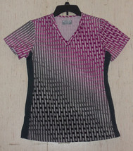 Excellent Womens Activate By Med Couture Geometric Print Scrubs Top Size Xs - £18.43 GBP