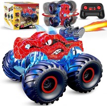 Remote Control Dinosaur Car, 2.4GHz RC Monster Trucks for Boys with Spray (Red) - £15.55 GBP