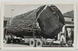 Western Washington Fir Log on Trailor at Fuel Station RPPC Postcard O13 - £7.43 GBP