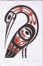 Coast Salish Native Heron George Pennier Art Card With Envelope 6&quot; x 9&quot; - $12.86