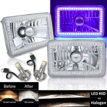 4X6&quot; Purple SMD Halo Glass/Metal Headlight 6000K 6K LED Light Bulb Headlamp Pair - £134.58 GBP