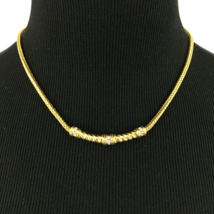 KREMENTZ gold-tone rhinestone bar necklace - 17&quot; sq wheat chain vtg 90s ... - £23.59 GBP