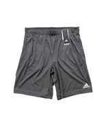 Adidas Mens L Grey/ White 9&quot; Aeroready 10&quot; Game Mode Knit Training Short... - $18.99