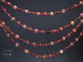 long boho necklace, natural gems, red, brown, handmade in USA - £17.58 GBP