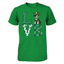 Love Boston Terrier Dog Tshirt Shamrock Clover St Patrick&#39;s Day Dogs Lov... - $16.88+