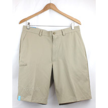 NWT PGA Tour Men&#39;s Easy Care Moisure Wicking Khaki Flat Front Golf Short... - £23.59 GBP