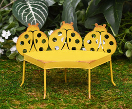 Pack Of 2 Enchanted Fairy Garden Miniature Metal Yellow Ladybug Nook Par... - £17.51 GBP