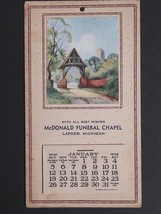 Lych Gate Funeral Chapel Advertising Small Desk Trade Calendar 1936 MI U... - $29.99