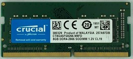 Crucial 8GB DDR4 2666 (PC4-21300) 260-pin SODIMM Notebook Memory CT8G4SFS8266 - £44.75 GBP