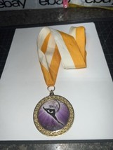 Ballet dancing full color insert gold Tone Medal Yellow/ White Ribbon Preowned - £5.61 GBP