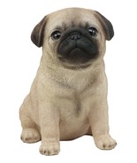 Ebros Lifelike Sitting Pug Dog Statue 6&quot; Tall Pet Pal Figurine with Glas... - $29.99