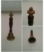 Vintage Brass &amp; Wood Handle Bell 6.5 Inches Tall  - £10.14 GBP