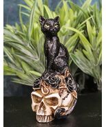 Wicca Magic Black Mystical Cat Sitting On Skull With Poison Roses Mini F... - €13,69 EUR
