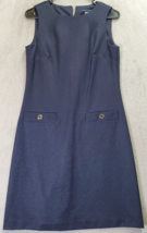 Tommy Hilfiger Tank Dress Women Size 6 Navy Rayon Sleeveless Pocket Back Zip EUC - £29.58 GBP