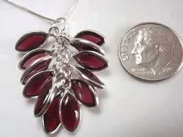 Red Garnet Marquise Cluster 925 Sterling Silver Pendant Corona Sun Jewelry - £28.15 GBP