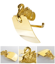 NEW Gold Pvd Classic style bathroom brass swan Toilet Paper Holder Mounted - $159.00