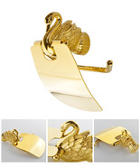 NEW Gold Pvd Classic style bathroom brass swan Toilet Paper Holder Mounted - $159.00