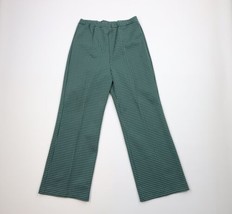 Vintage 70s Mid Century Modern MCM Womens 14 Knit Bell Bottoms Pants Green USA - £54.49 GBP