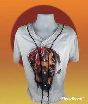 Mens Unbranded Tupac Shakur  2Pac White Snap Shirt XL 100%Polyester Painted Look - £18.66 GBP