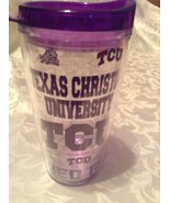 NCAA TCU horned frog tumbler 16 oz insulate thermos lid beverage white p... - £8.58 GBP