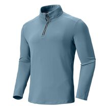 Corna Men's Quarter Zip Fleece Sweatshirt Stand Collar Blue Grey Size 3XL - $499.82 MXN