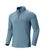 Corna Men&#39;s Quarter Zip Fleece Sweatshirt Stand Collar Blue Grey Size 3XL - €23,32 EUR