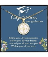 Graduation Compass Necklace 14K Gold Plated Class of 2024 Inspirational ... - $19.80