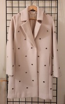 NWT Elie Tahari Double Breasted Cream Wool Blend Coat W/ Grommet Accents Size M - £183.87 GBP