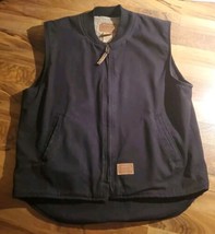 C E Schmidt Large 44-46 Men&#39;s Workwear Sherpa Lined Vest Black Pockets Zip  - $29.69