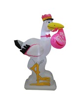 6 FOOT TALL BABY SHOWER INFLATABLE PINK STORK IT&#39;S A GIRL YARD LAWN DECO... - $64.99