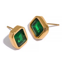 Yhpup Square Geometric White Green Cubic Zirconia CZ Bling Stud Earrings Staines - £8.22 GBP