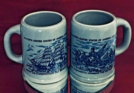 Beer stein mugs1776-1976 crossing the Delaware &amp; U.S Constitution Old Ironsides - £15.73 GBP