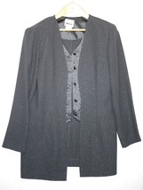 Vintage Leslie Fay Dresses Black Sparkly Evening Jacket Button Down Size 8 - £19.65 GBP