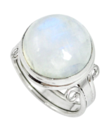 Beautiful Moonstone Ring, Size 8 US, 925 Silver, Handmade - £25.28 GBP
