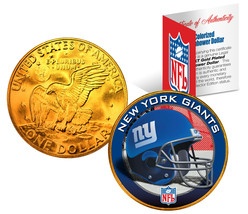 NEW YORK GIANTS NFL 24K Gold Plated IKE Dollar U.S. Coin * OFFICIALLY LI... - $12.95