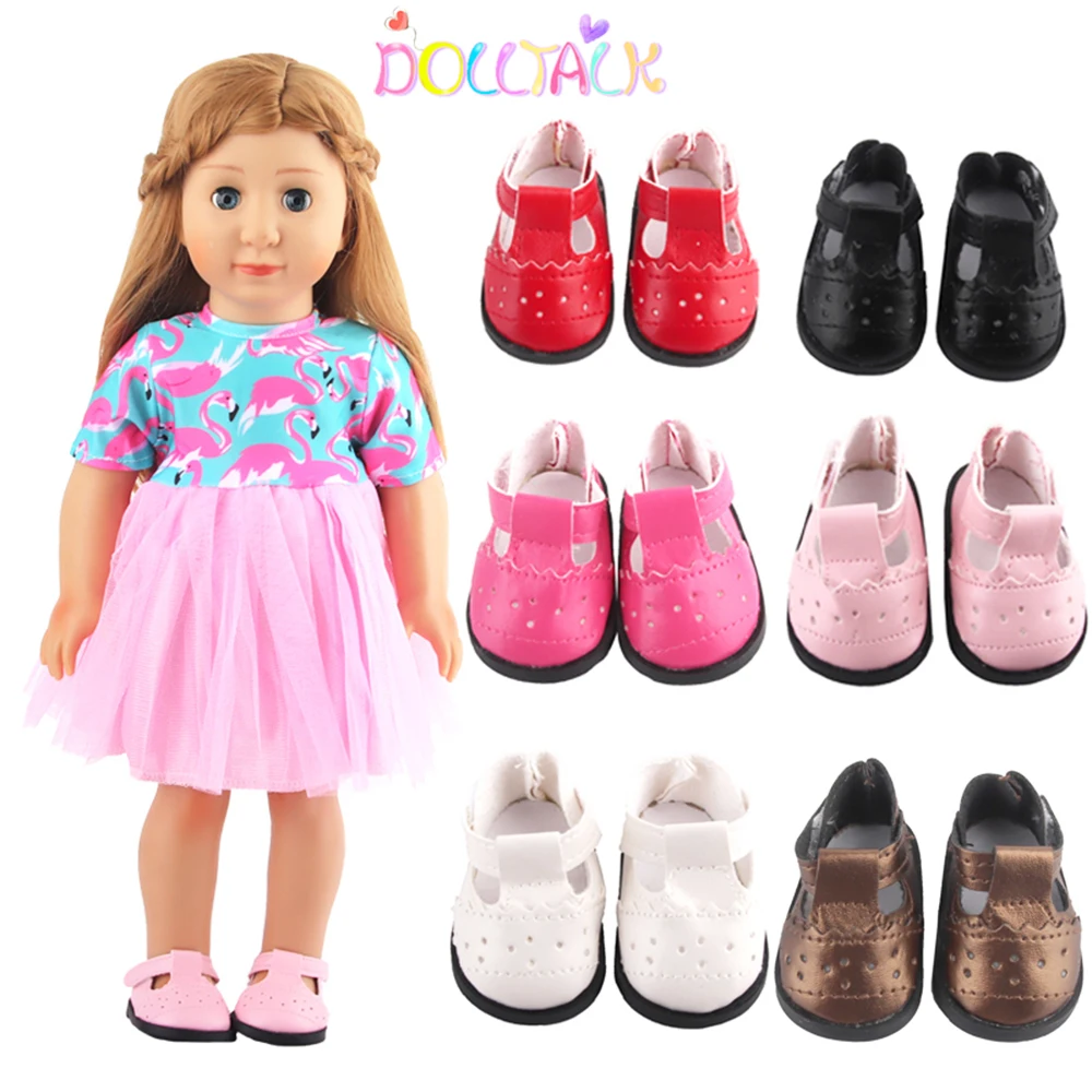 Play 2022 New Style 7cm Doll Shoes For 18 Inch American Doll Hollow Leather Doll - £23.18 GBP