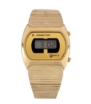 Vintage Hamilton Quartz LCD Watch 14K Electroplated 880002-4 - £175.45 GBP
