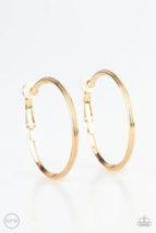 Paparazzi City Classic Gold Clip-On Hoop Earrings - New - £3.53 GBP